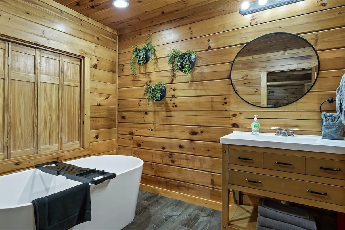 Loft soaking tub — your post-hike reward