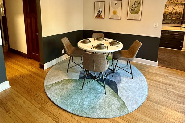 Access the dining room from the living room or kitchen.