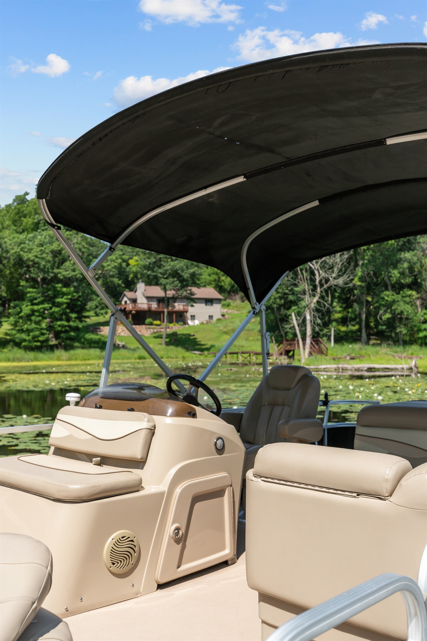 A pontoon boat is available to rent—perfect for cruising the lake and making unforgettable memories on the water.