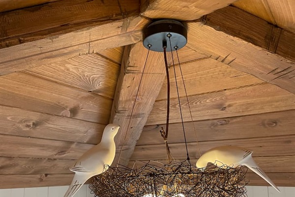 Third story lookout tower. This futon pulls out into a twin bed.
Please note: the only access is by the ships ladder.