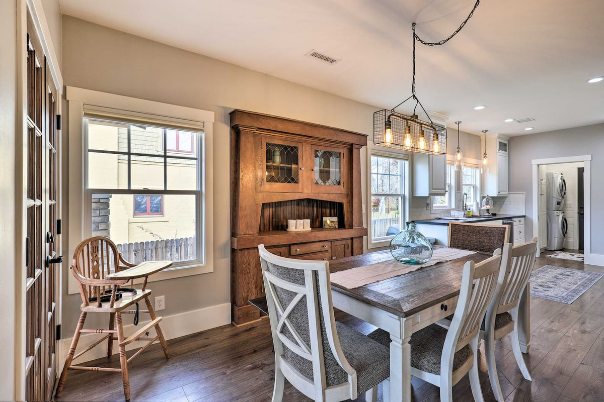 Gather the group around this farmhouse table for meals that turn into long conversations.