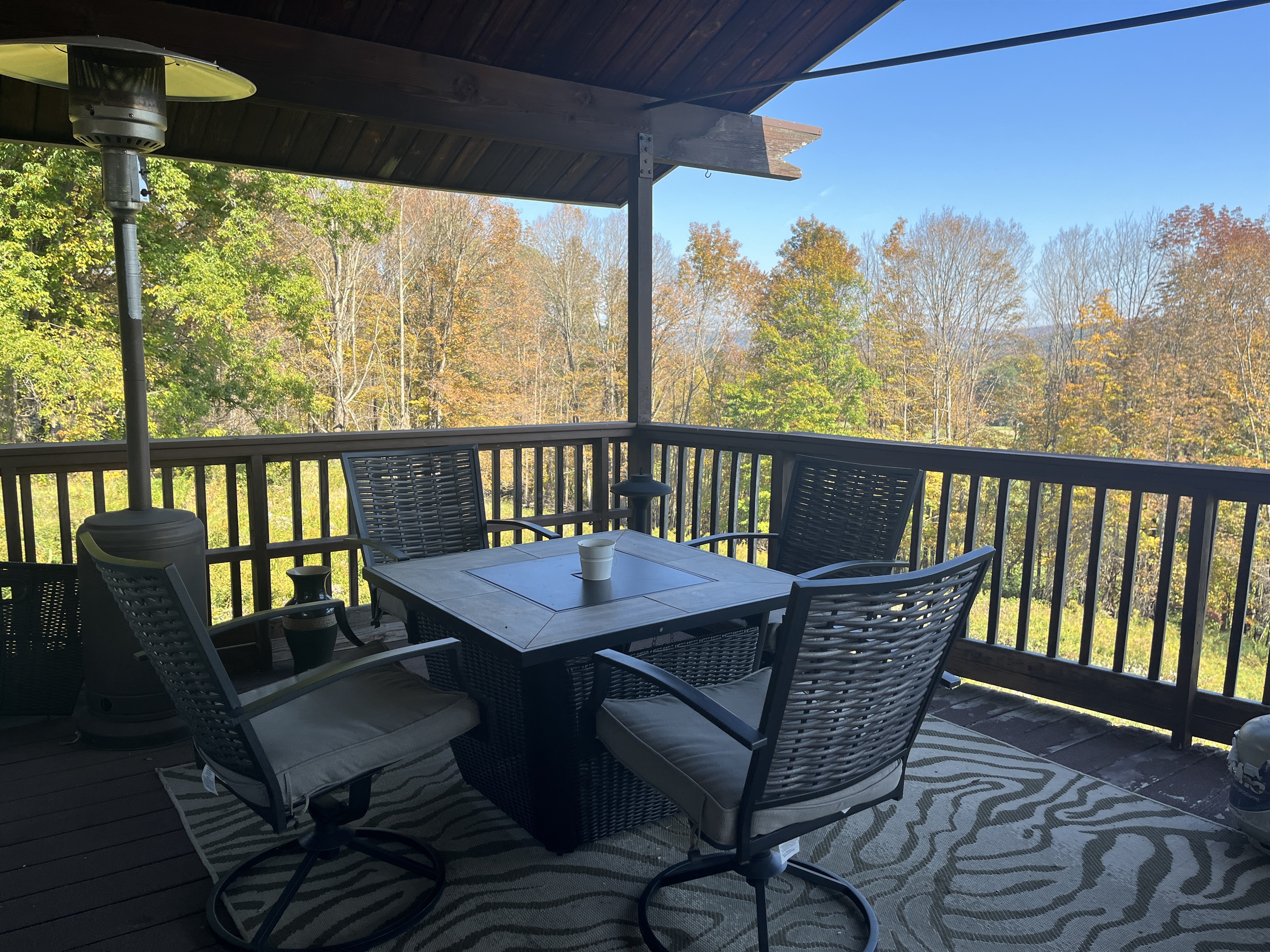 Covered front porch with firetable