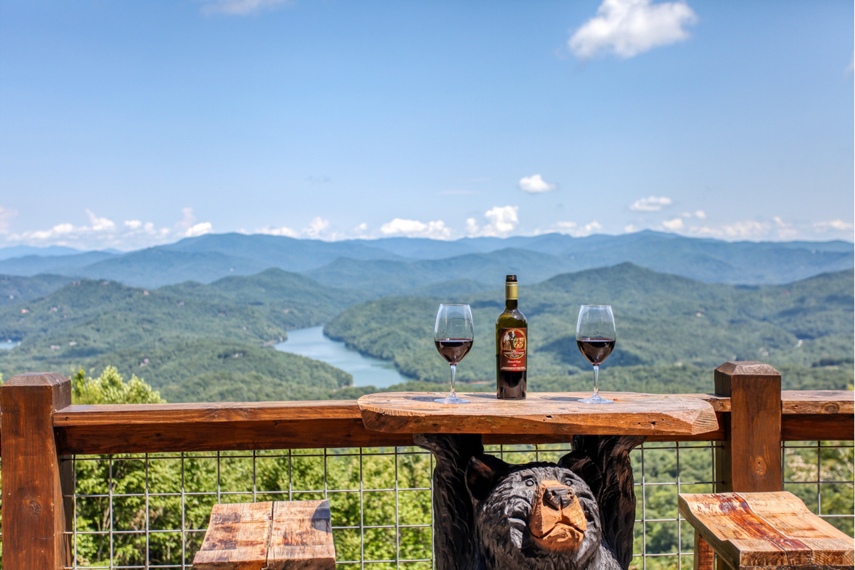 Deck overlooking Lake and Mountain View