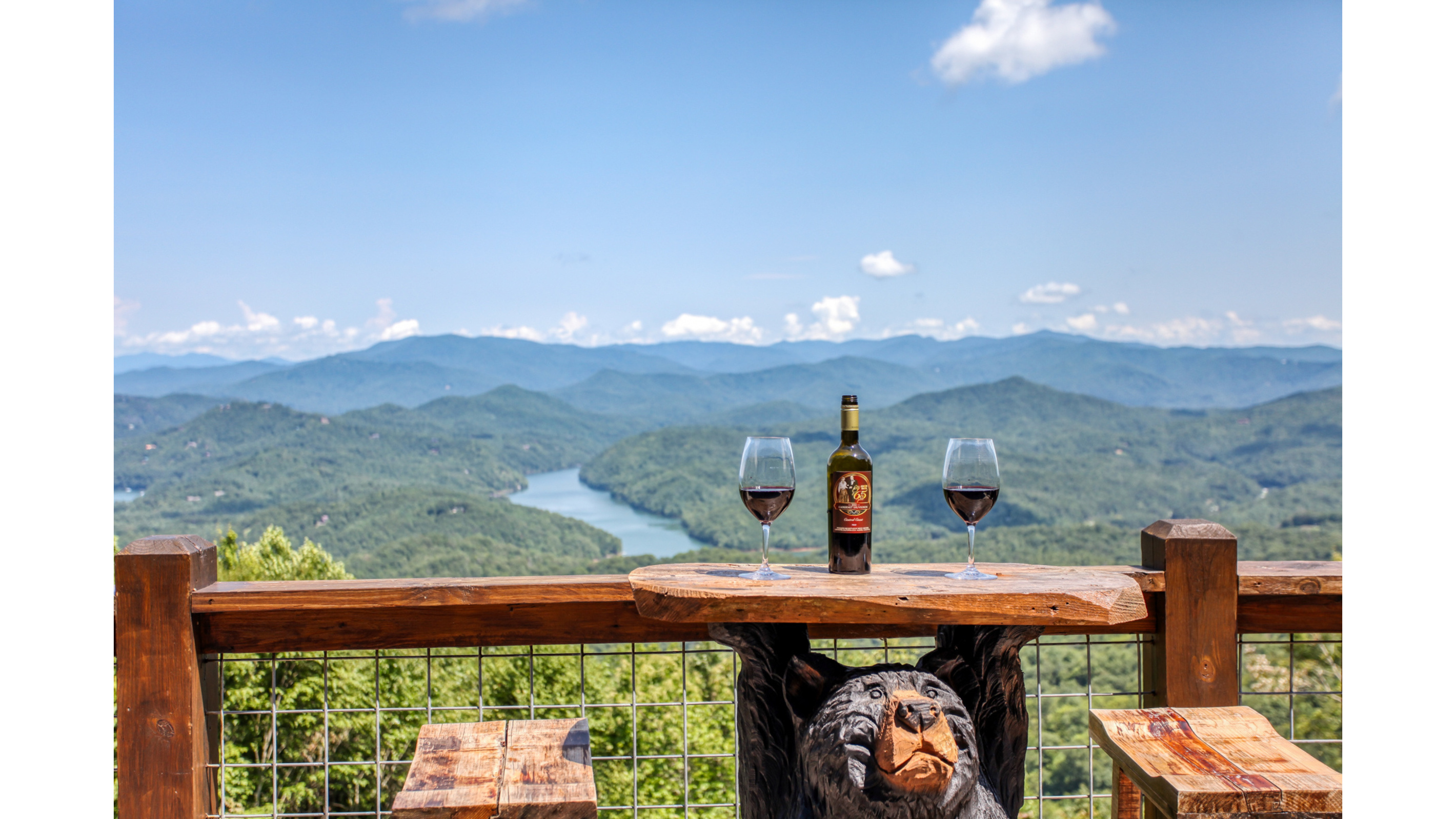 Deck overlooking Lake and Mountain View