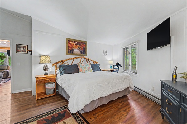 Custom King Log Bed with Touches of Home and Family Throughout