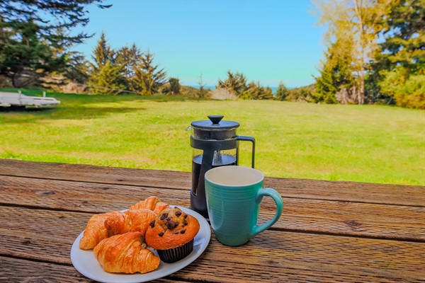 Coffee and a Croissant on the Ocean Facing Porch