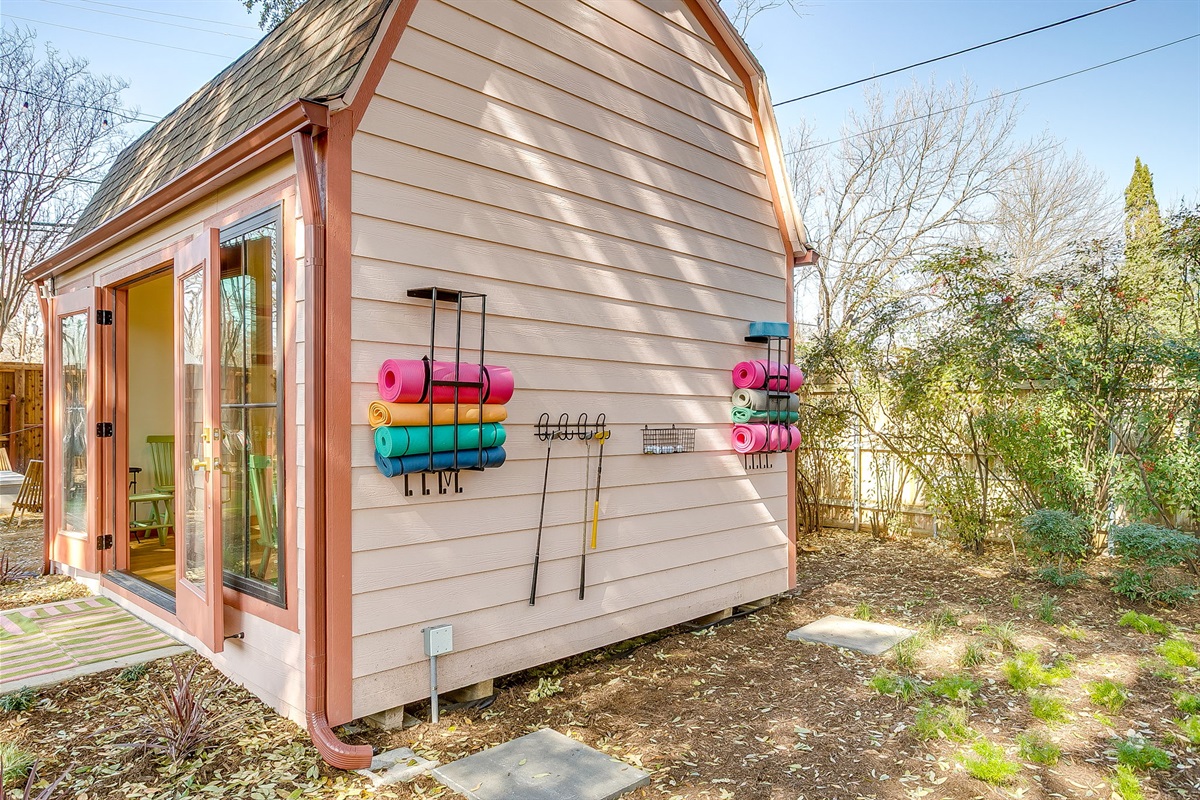 Dedicated backyard yoga and wellness space