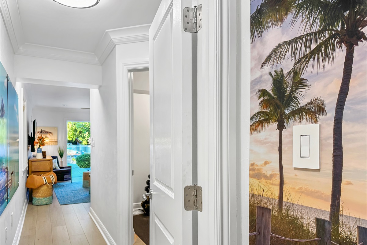 Right outside the master is a gym.