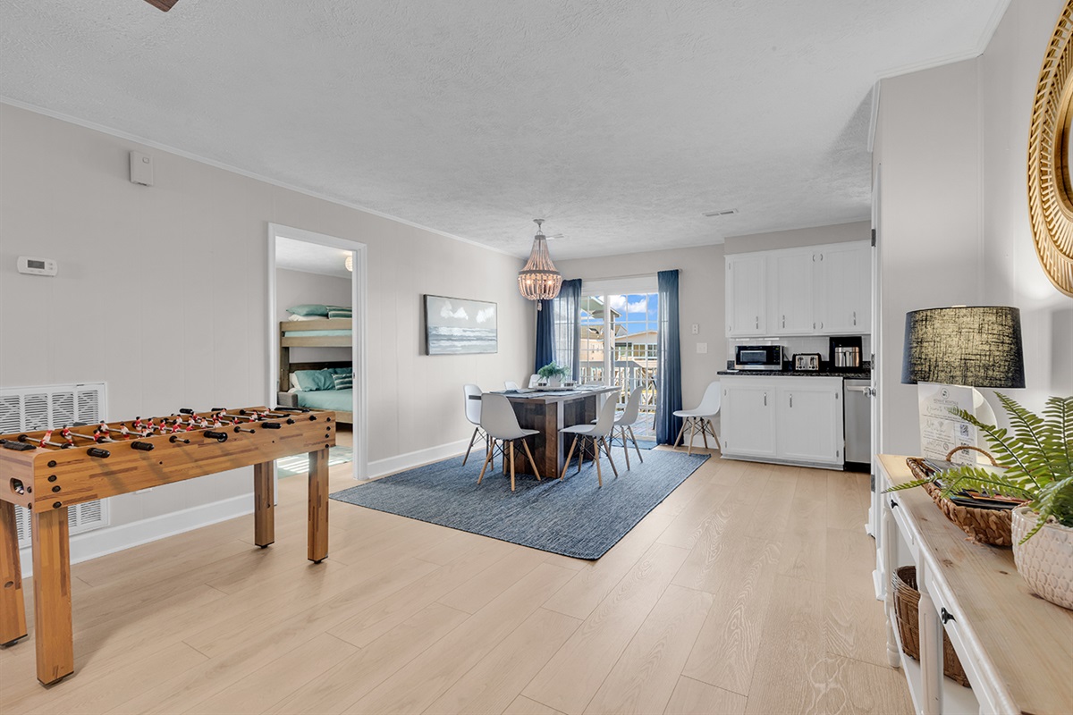 Living room and dining room