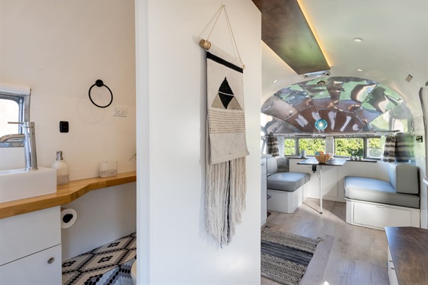 Updated bathroom and dining area