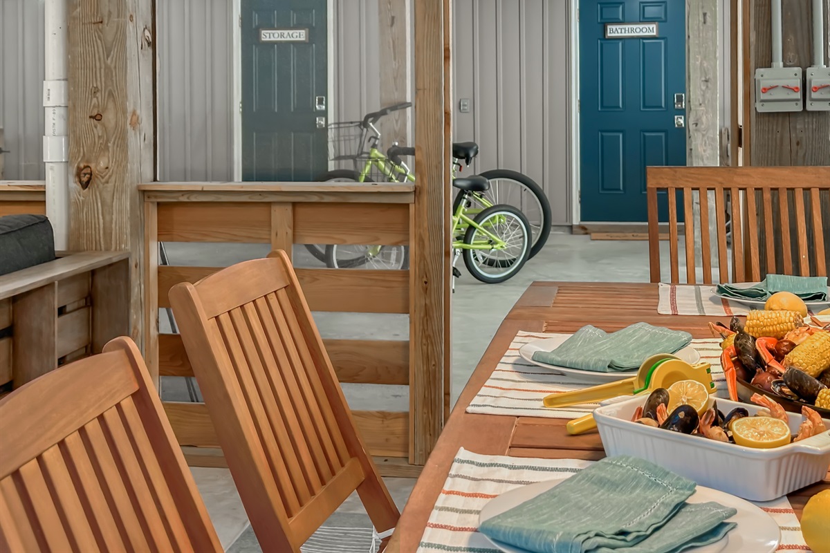 Across from the half bath, you'll find the ultimate screened in porch...