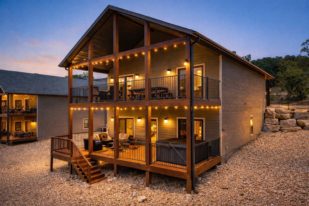 Enjoy the large back deck and private hot tub