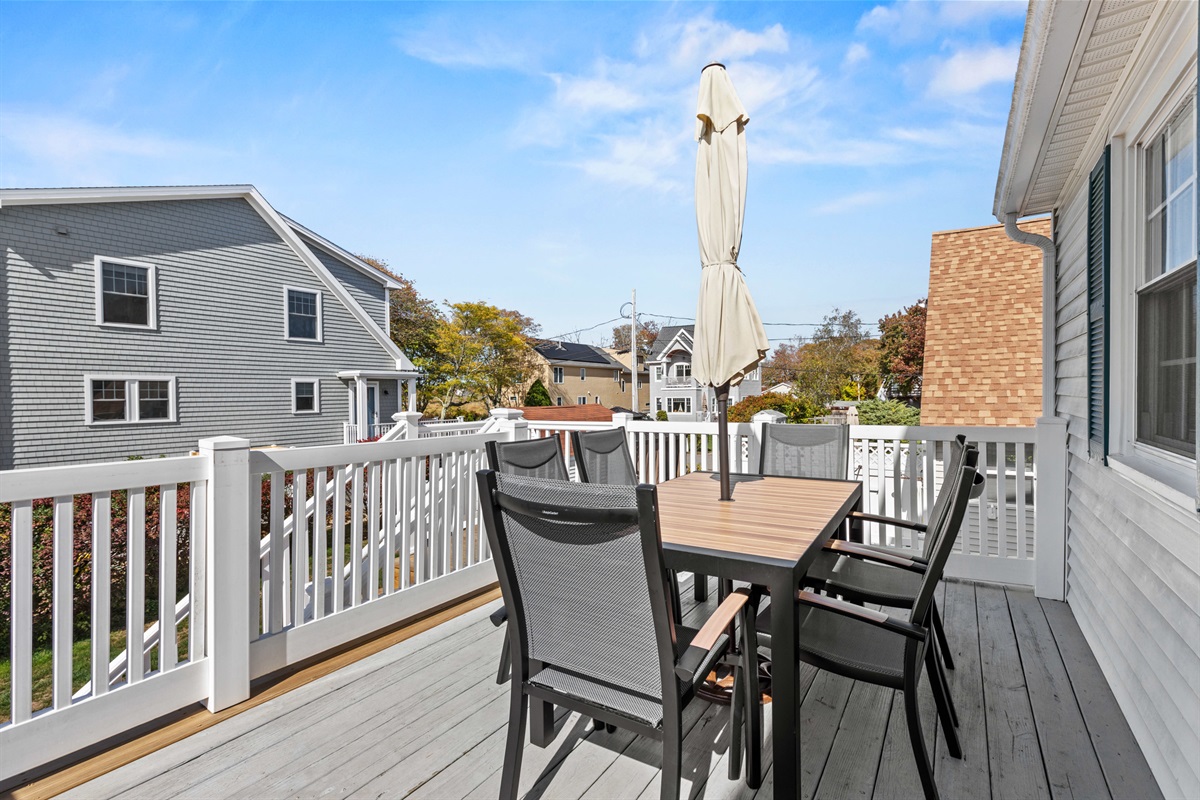 Upper deck off of back door.