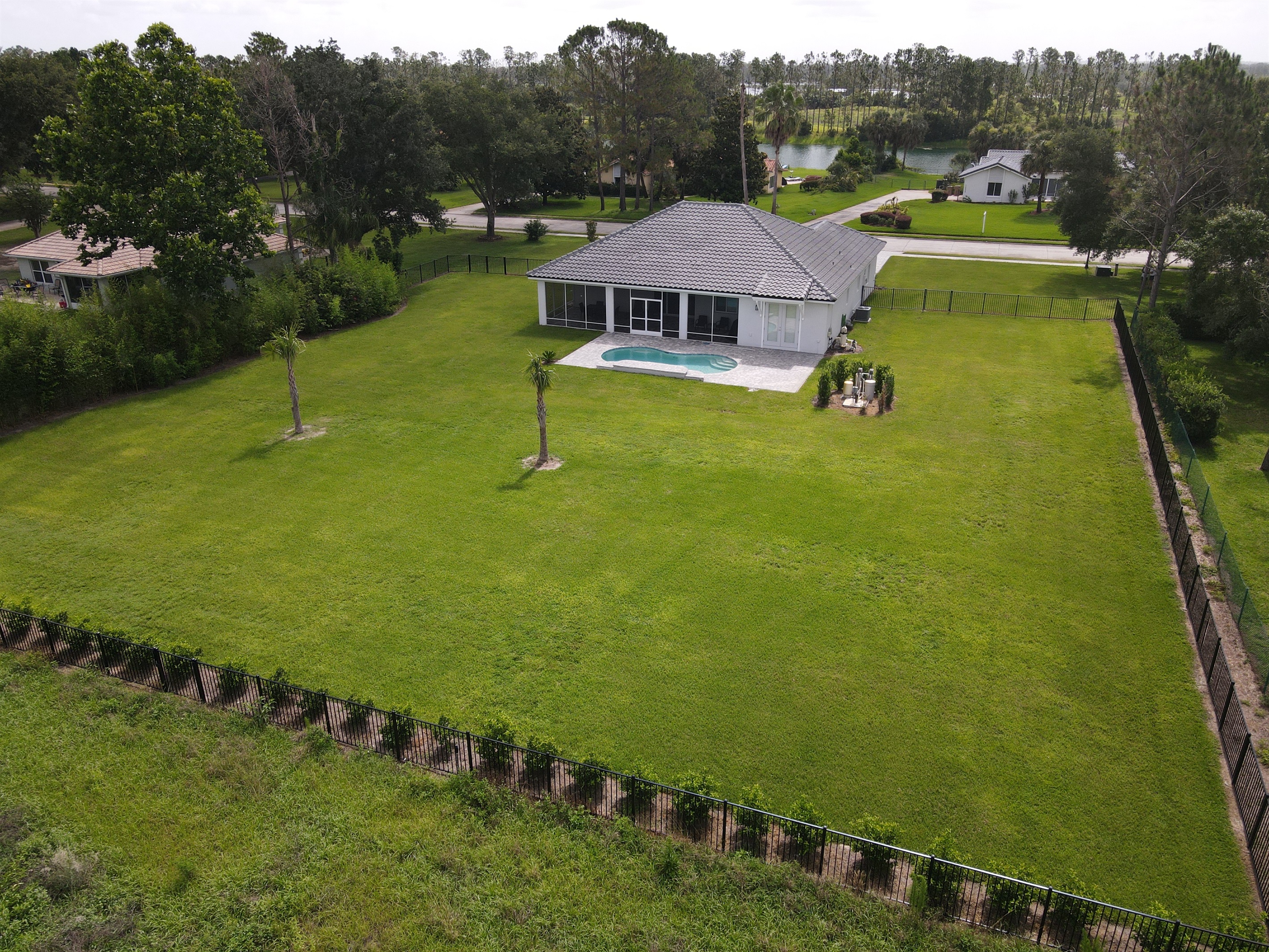 Drone view of backyard