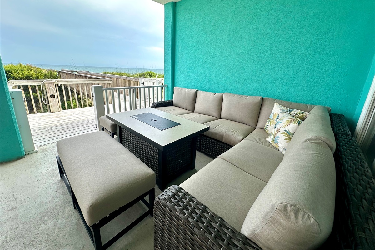 Enjoy the comfy seating and beautiful oceanfront view