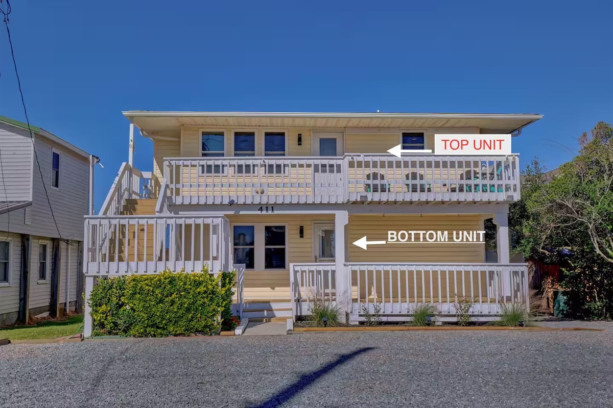 High Tide is the top unit of duplex in the heart of Surf City.