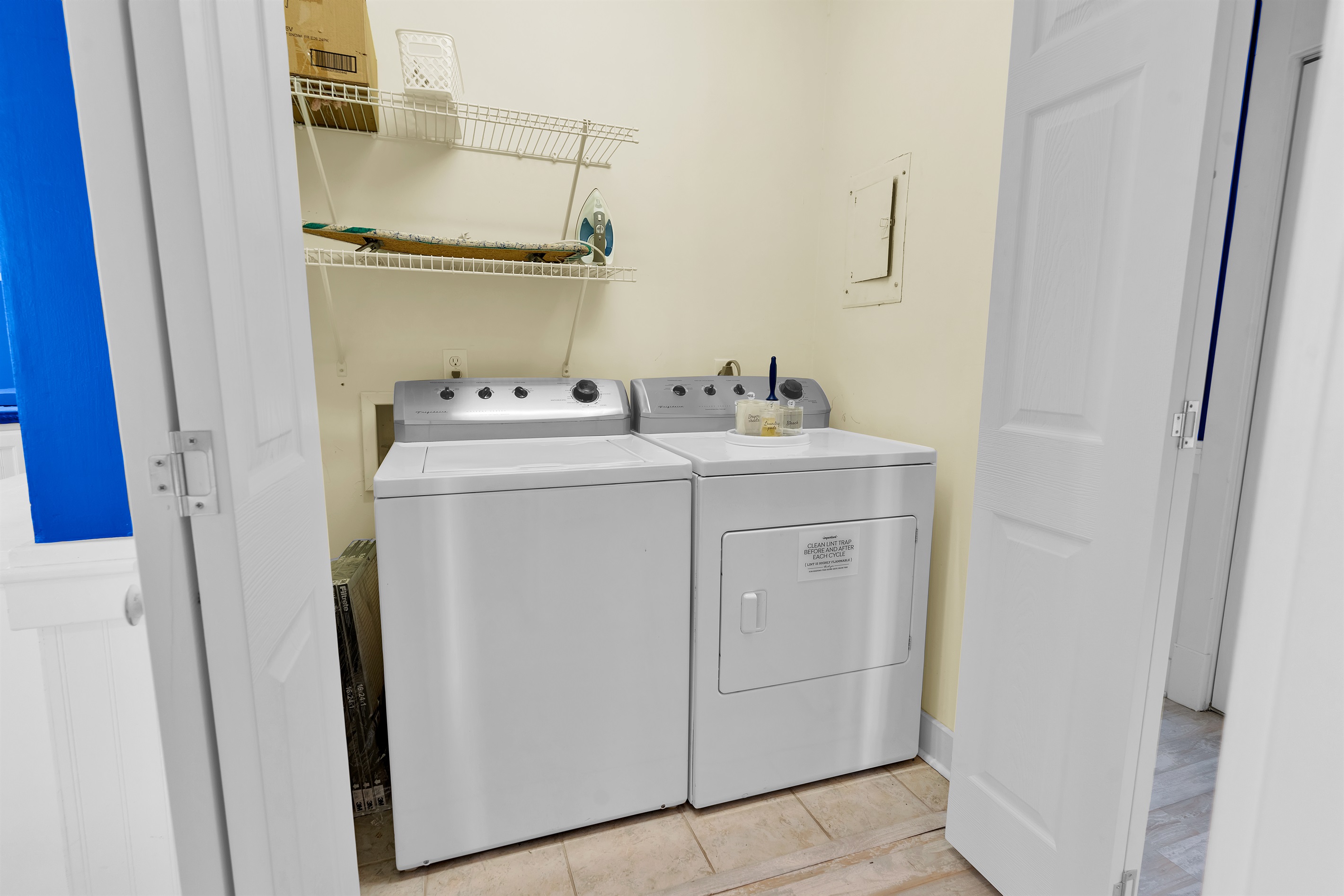 washer and dryer in the hallway