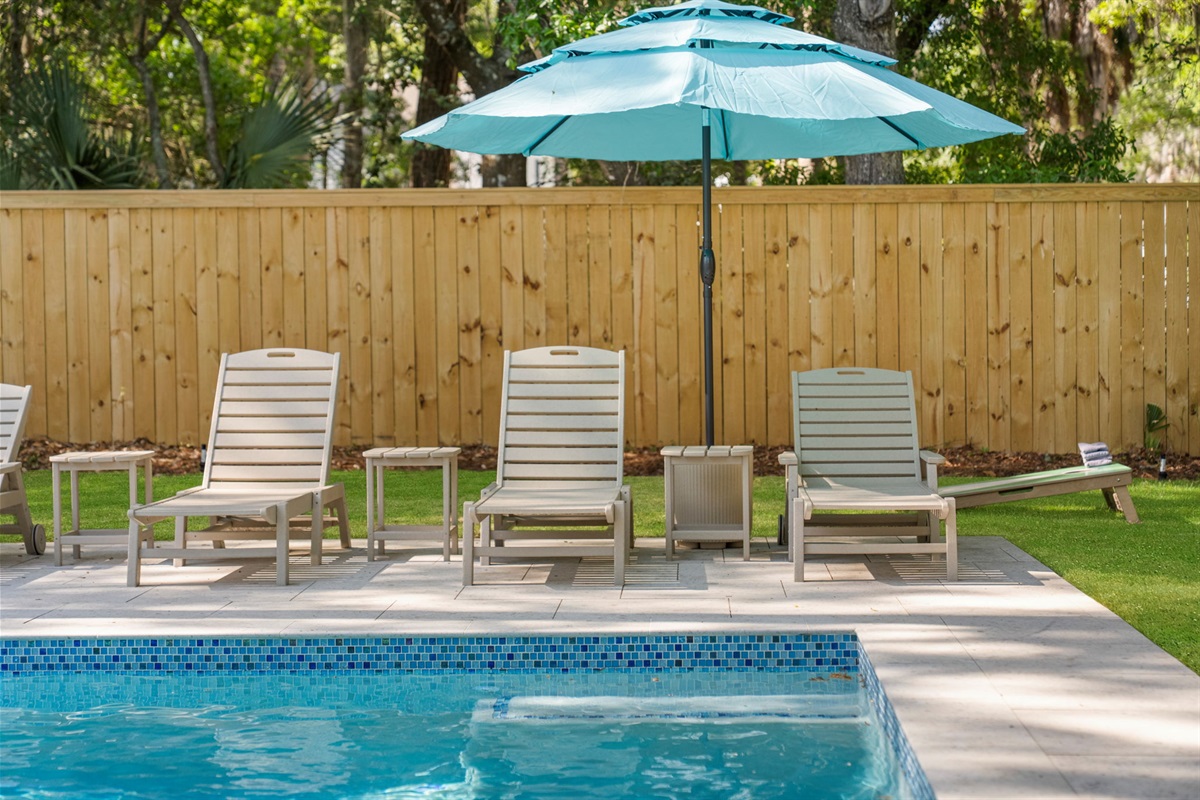 Chaise Lounge Chairs With Umbrellas For Shade If Desired | IOP Escapes Beach Blessing | 3705 Hartnett Blvd, Isle of Palms, SC
