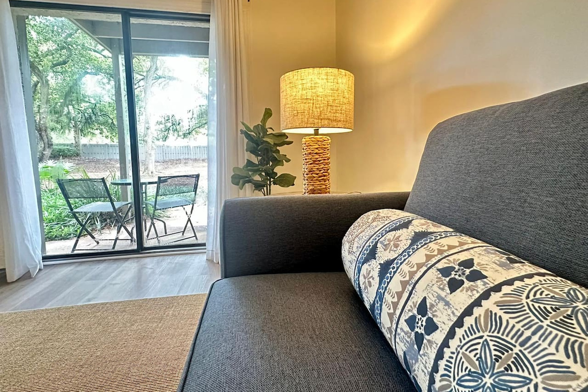 Living room opening to the patio