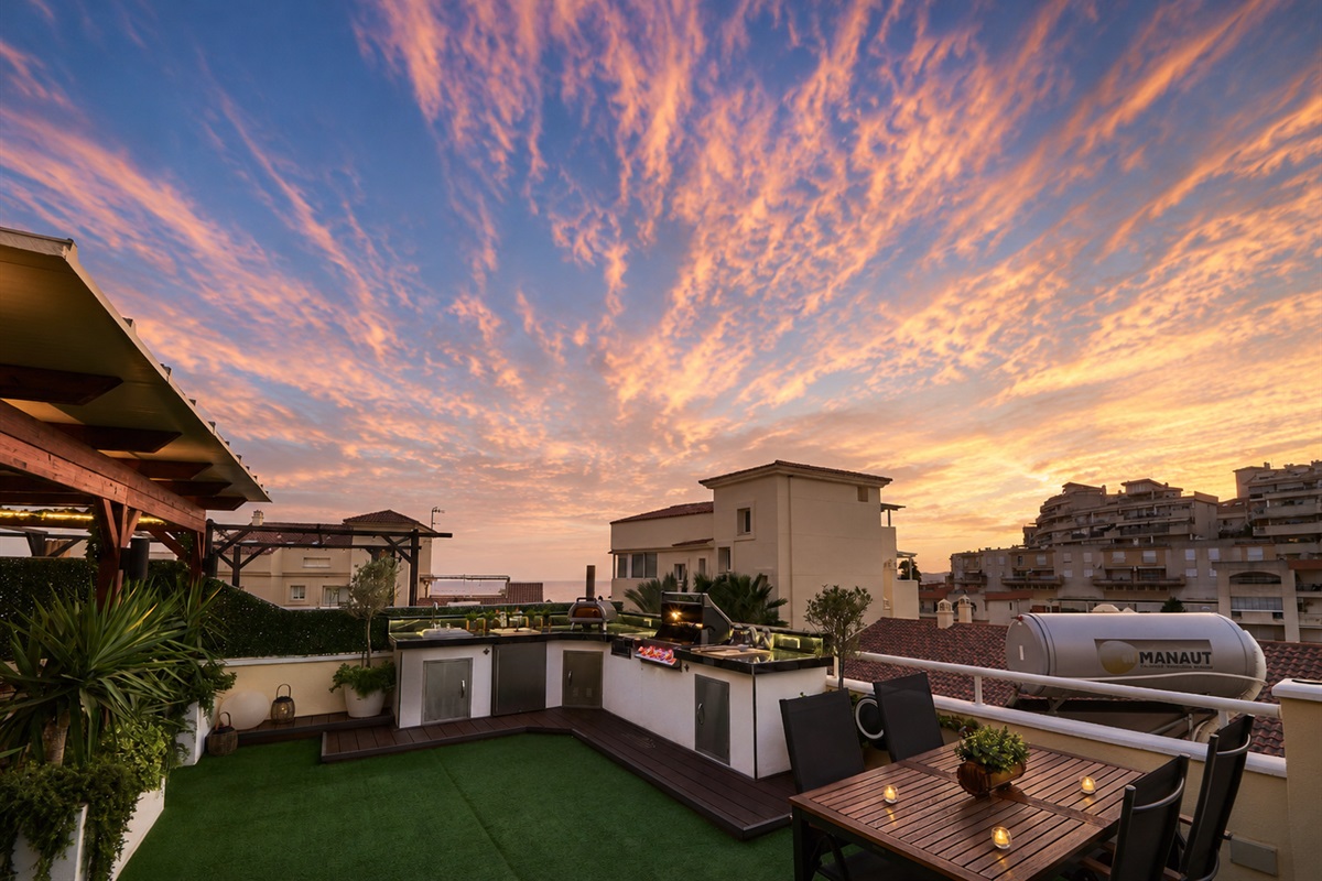 Your private rooftop oasis with sea views, glowing sunsets, and elegant design. Enjoy wine at dusk or sunshine by day in the perfect blend of comfort, style, and Mediterranean charm.