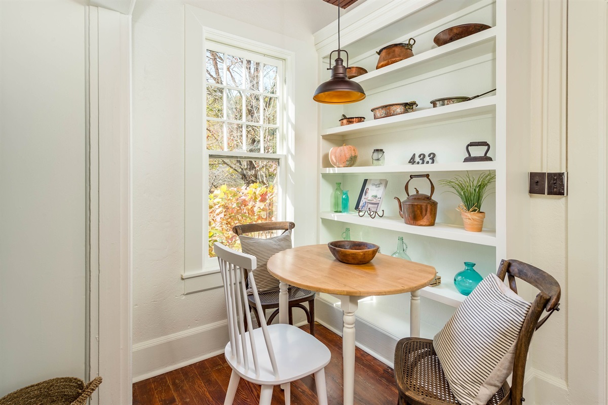 Afternoon tea spot tucked into the corner of the airy kitchen