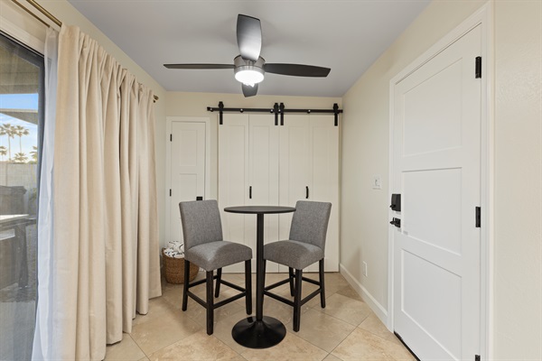 Cozy breakfast nook—ideal for morning coffee or a casual meal