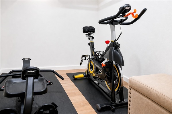Private gym with exercise equipment