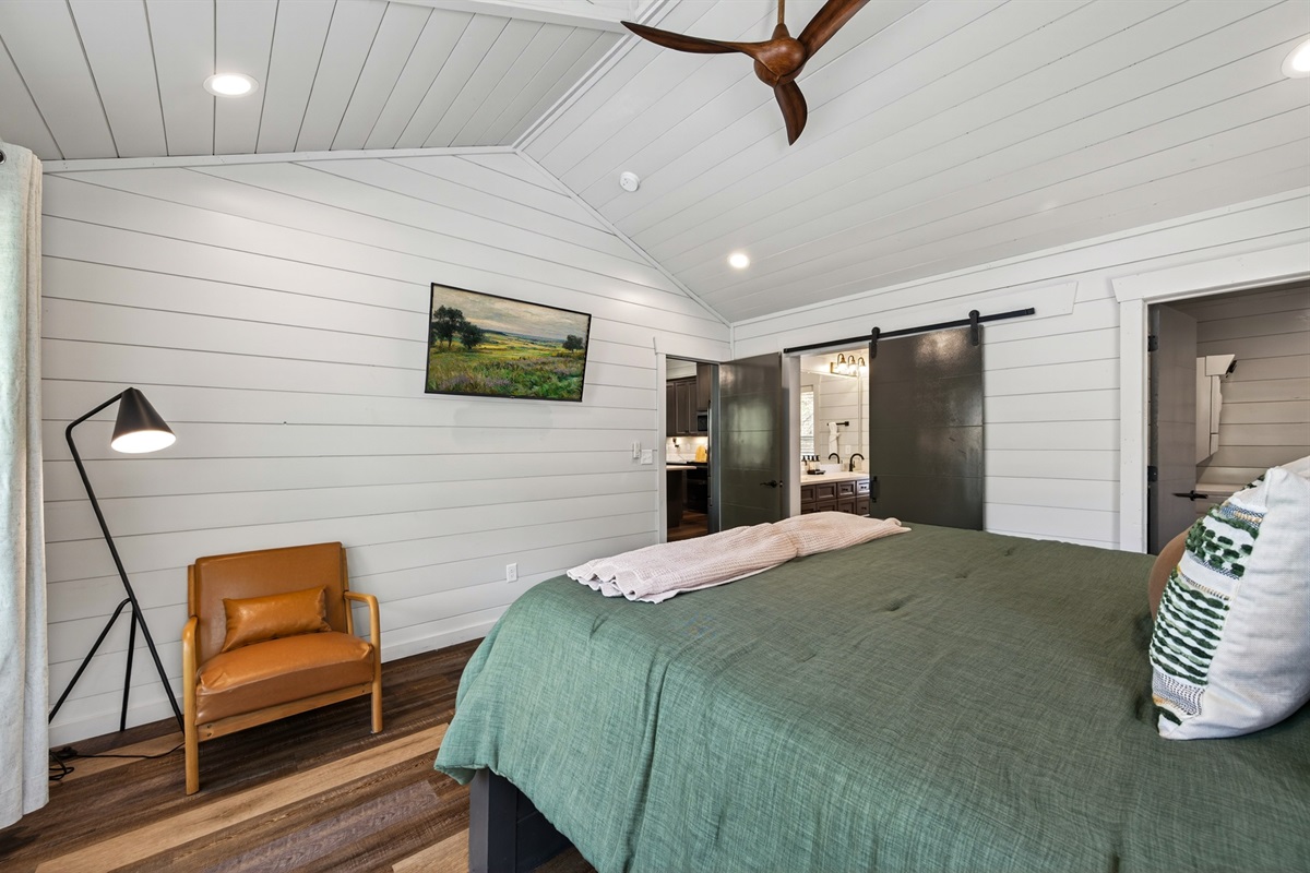 King size bed with TV.