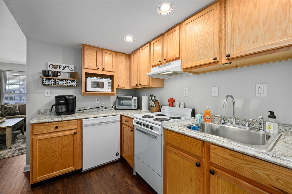 I am not a fan of handwashing dishes. Soooooooo, we have dropped a dishwasher in this unit to save your hands
