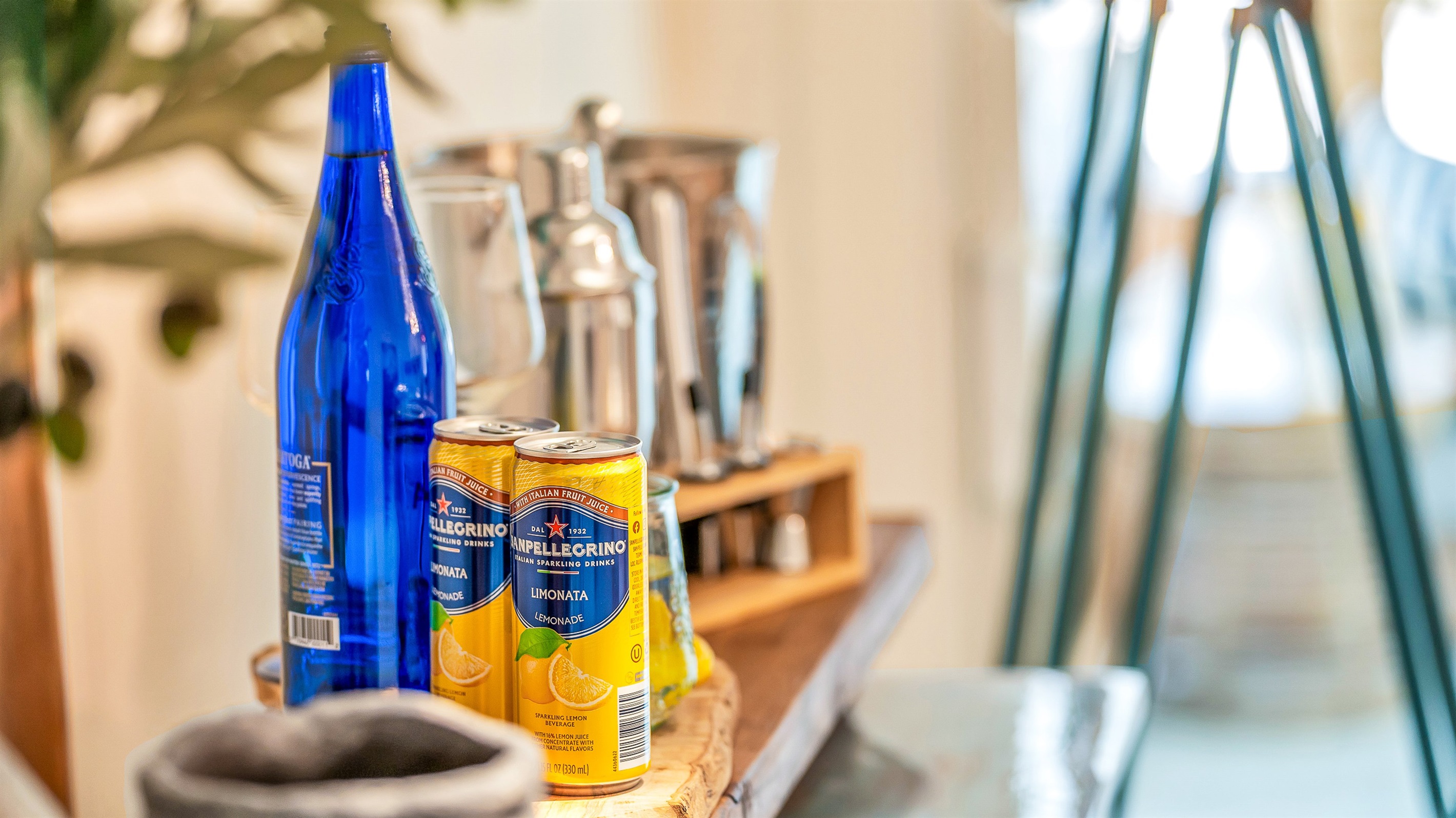 A thoughtful welcome awaits- refreshing beverages ad coastal touches set the tone for a relaxing stay in this beautifully curated Jupiter getaway