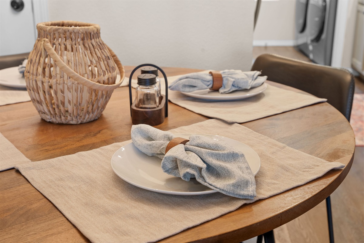 Dining table set for meals
