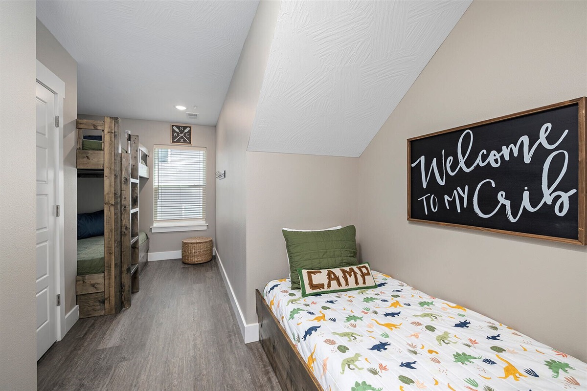 Lower Level Bunk Room sleeps 3 and attached full bathroom