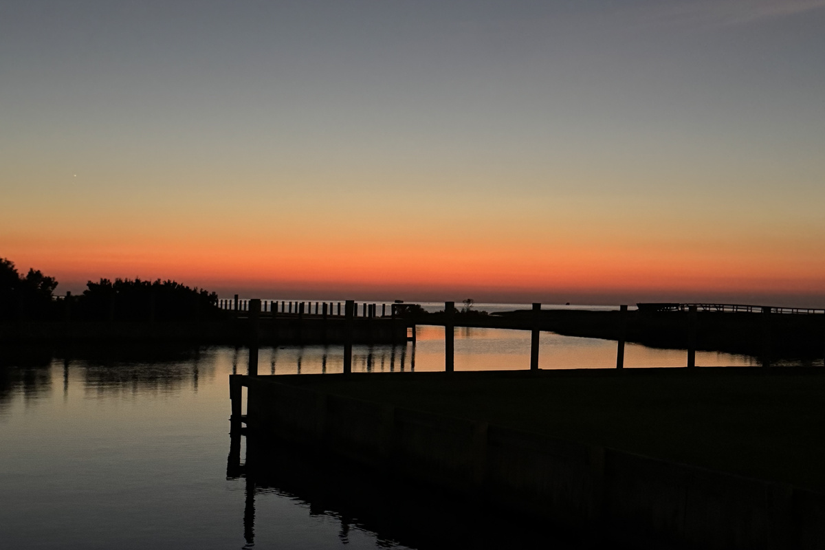 Gorgeous sunset views over the Pamlico Sound from Slice of Heaven's decks.