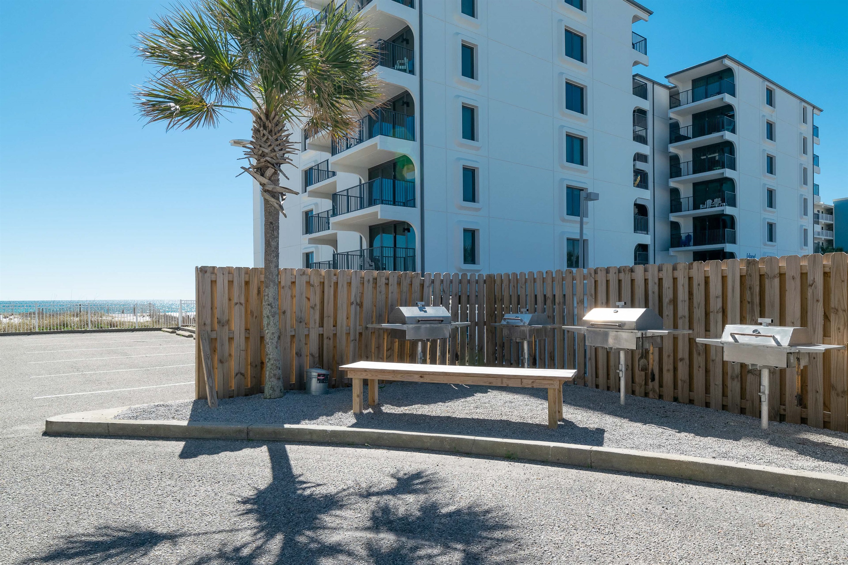 This communal grilling area provides a space for residents and guests to enjoy outdoor cooking and socializing.