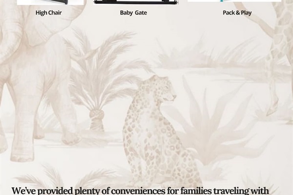 We know traveling with baby gear can be a challenge, so we’ve provided a pack ’n play, baby gate, and high chair for your convenience.