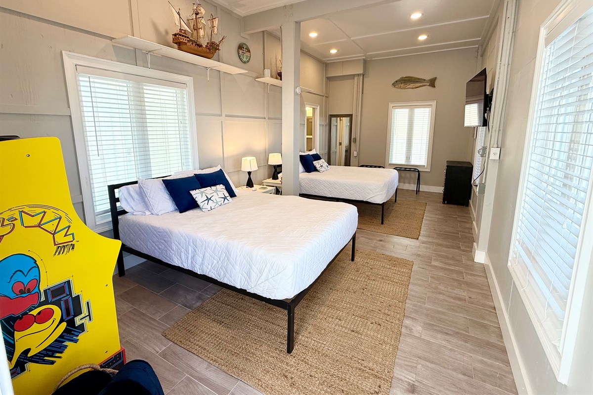 Downstairs with 2 queen beds. 