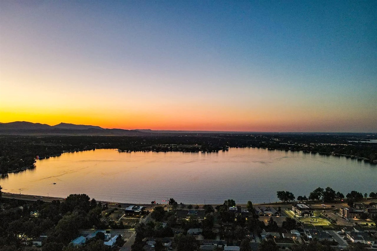 Lake Loveland is so beautiful and just a 3 block walk to get there from our house.  Once you get there take in the views or take a walk all the way around the lake!