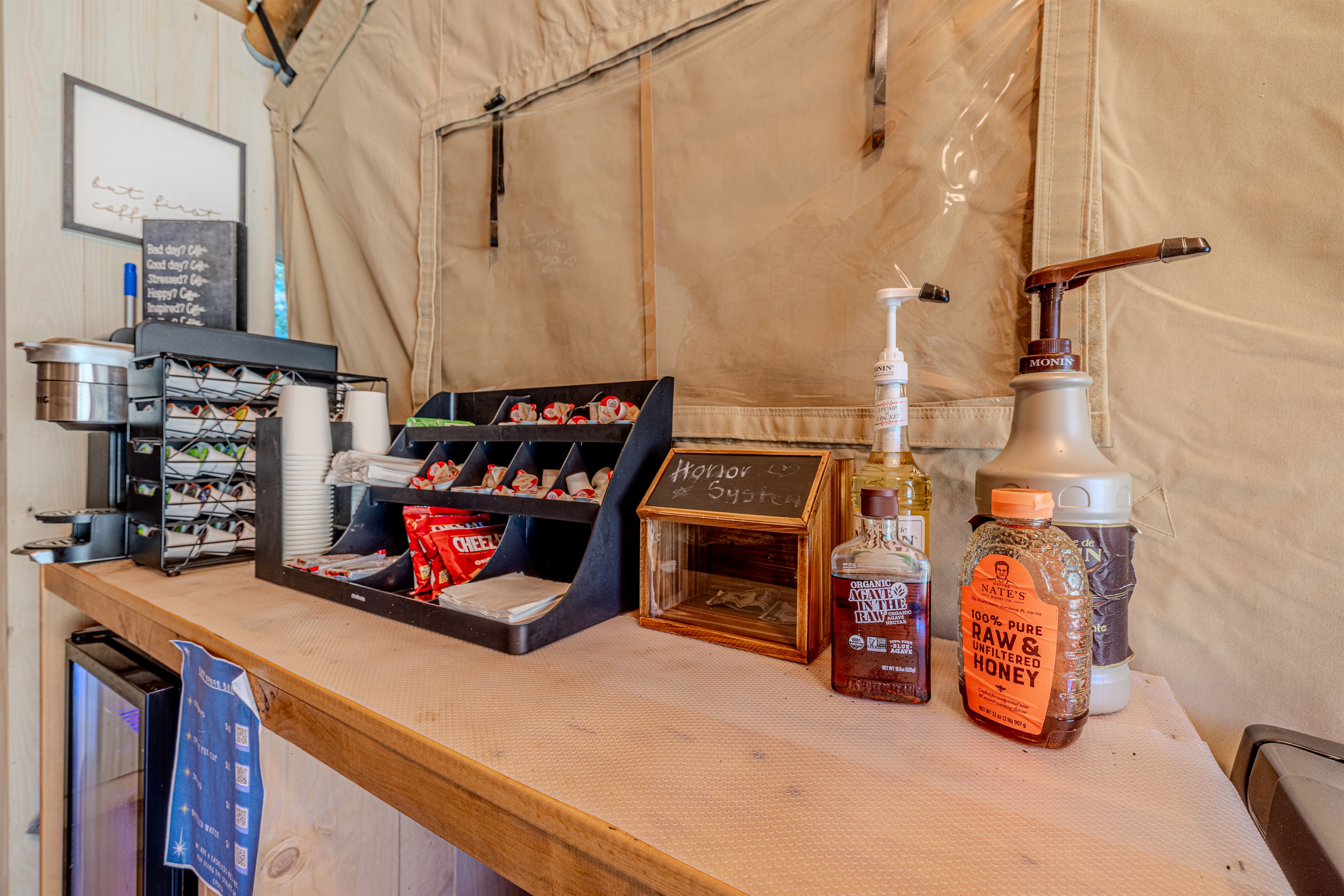 Thoughtful amenities for your comfort. Grab a quick snack or personalize your morning beverage at our fully stocked coffee station, designed to feel just like your favorite cafe.