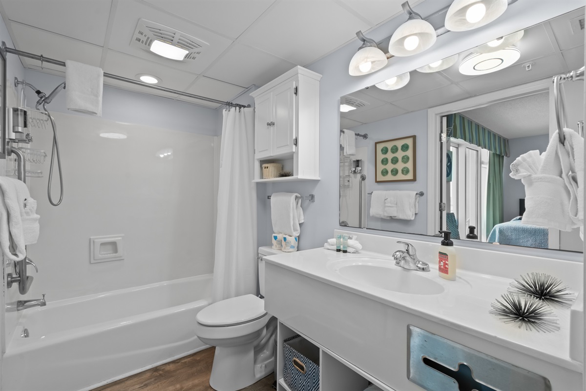 Second Bath with Tub/Shower and Vanity Set Up