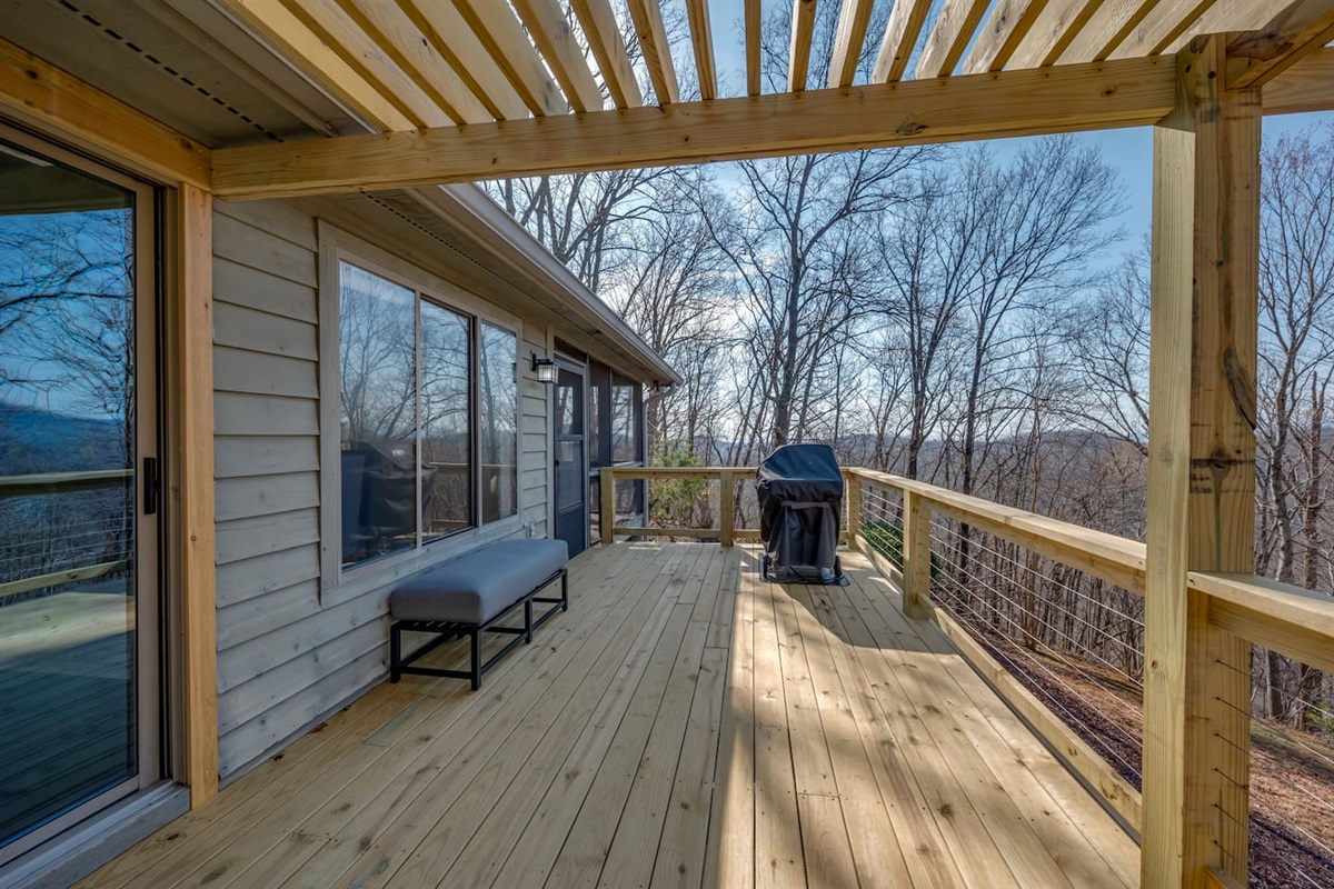 Brand new outdoor deck with seating firepit and more