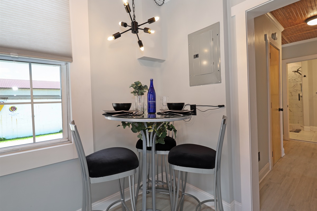 Dining nook in kitchen-High top table with high chairs