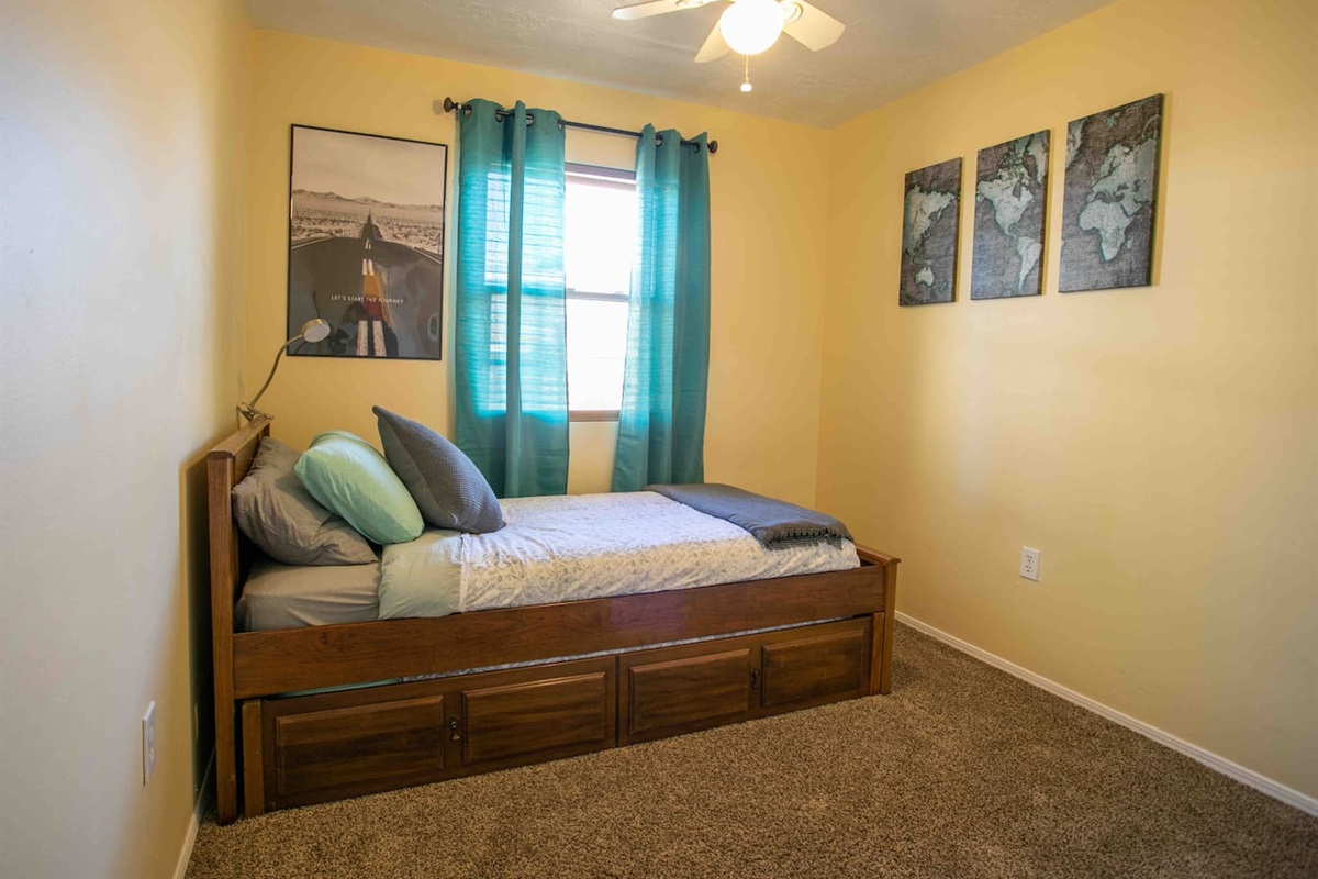 Currently this trundle bed is not available and has been replaced with a queen bed. Updated photos coming soon. 