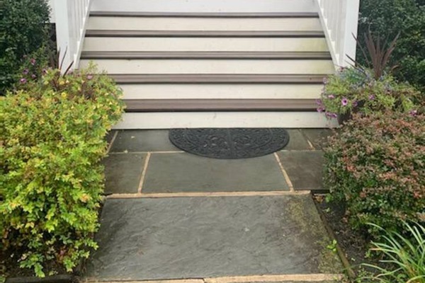 Front Steps(back yard has far fewer steps for those  using wheelchairs)