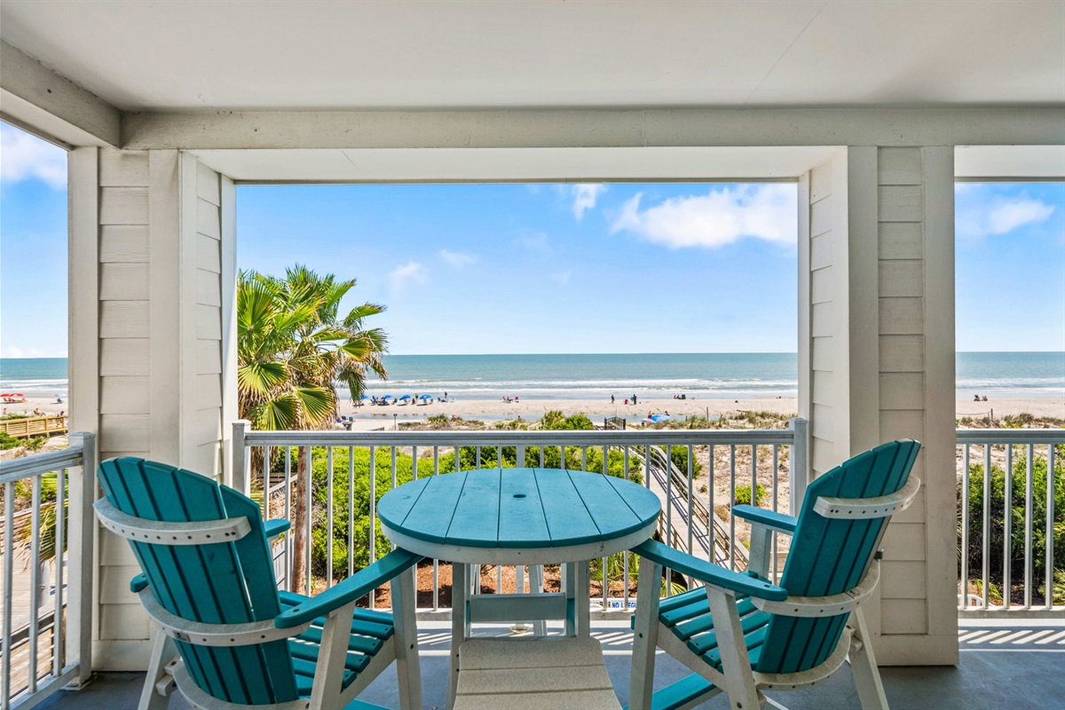 Beachfront Balcony | Sea Gull | 201 Oceanview | 1116 Ocean Blvd, Isle of Palms, SC | IOP Escapes
