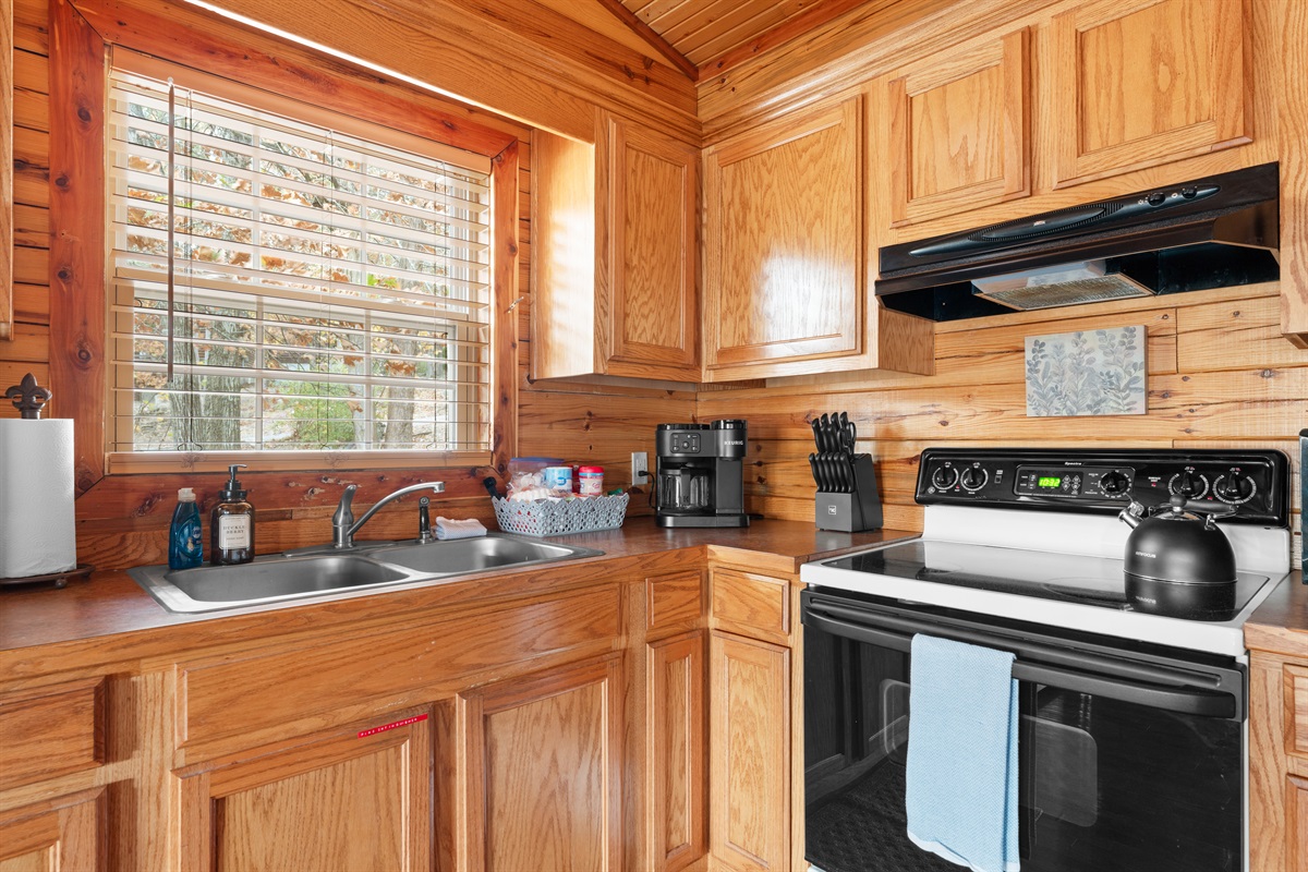 Cook up romance together in this cozy, fully stocked kitchen