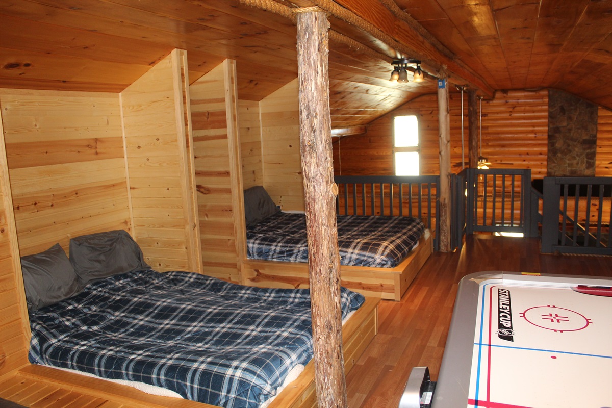 Loft area with 3 full beds
