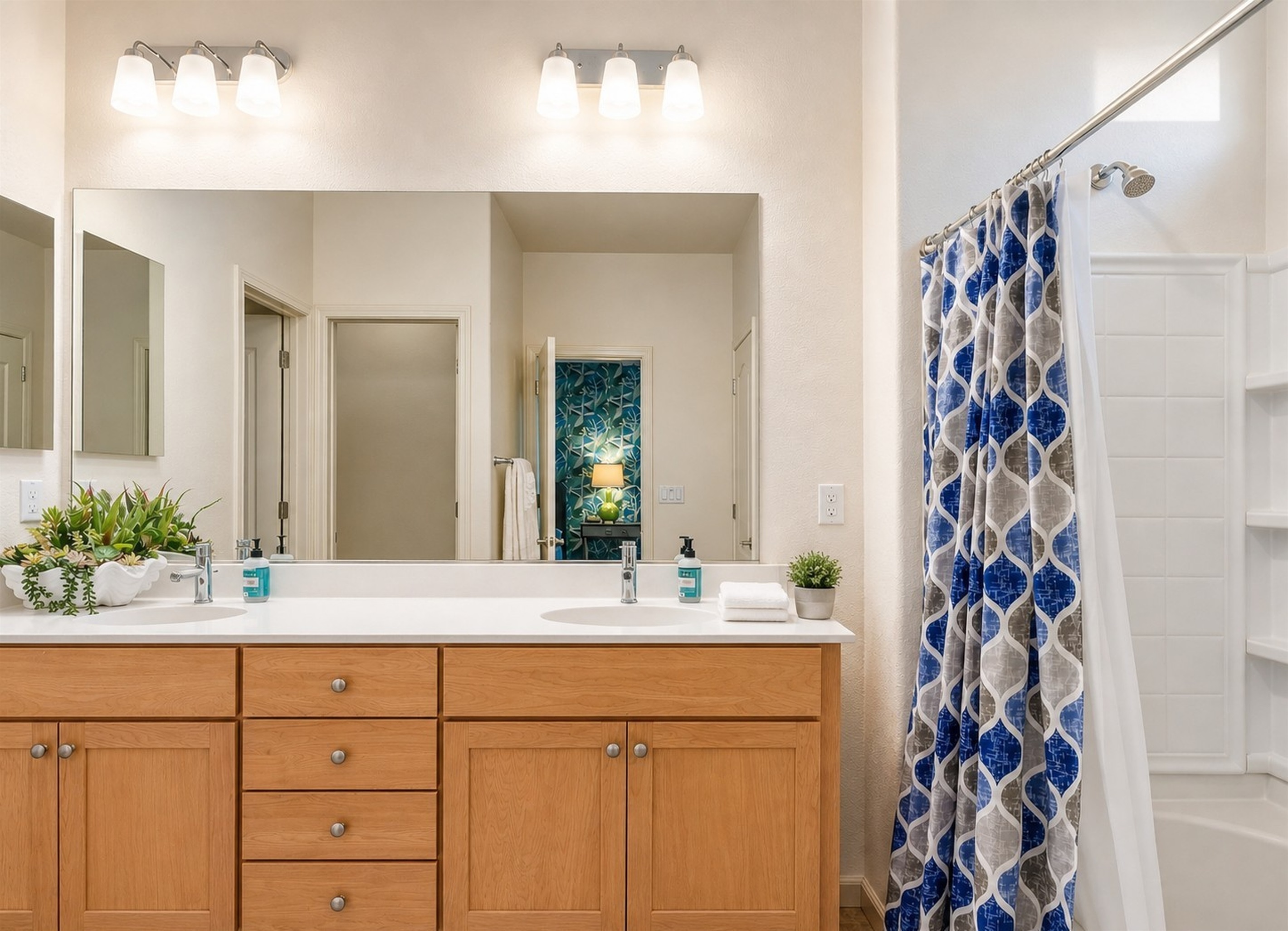 Spacious master bathroom with double vanity