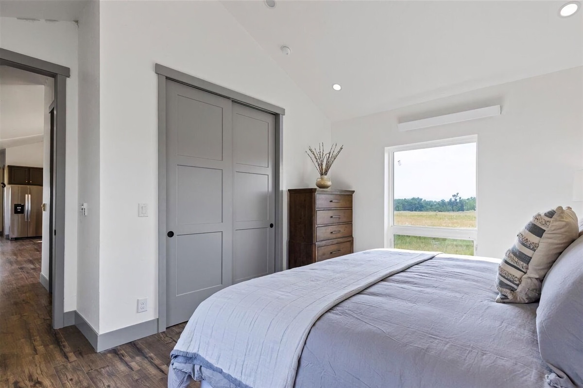 Bedroom #1 enjoys a queen bed and a large closet.