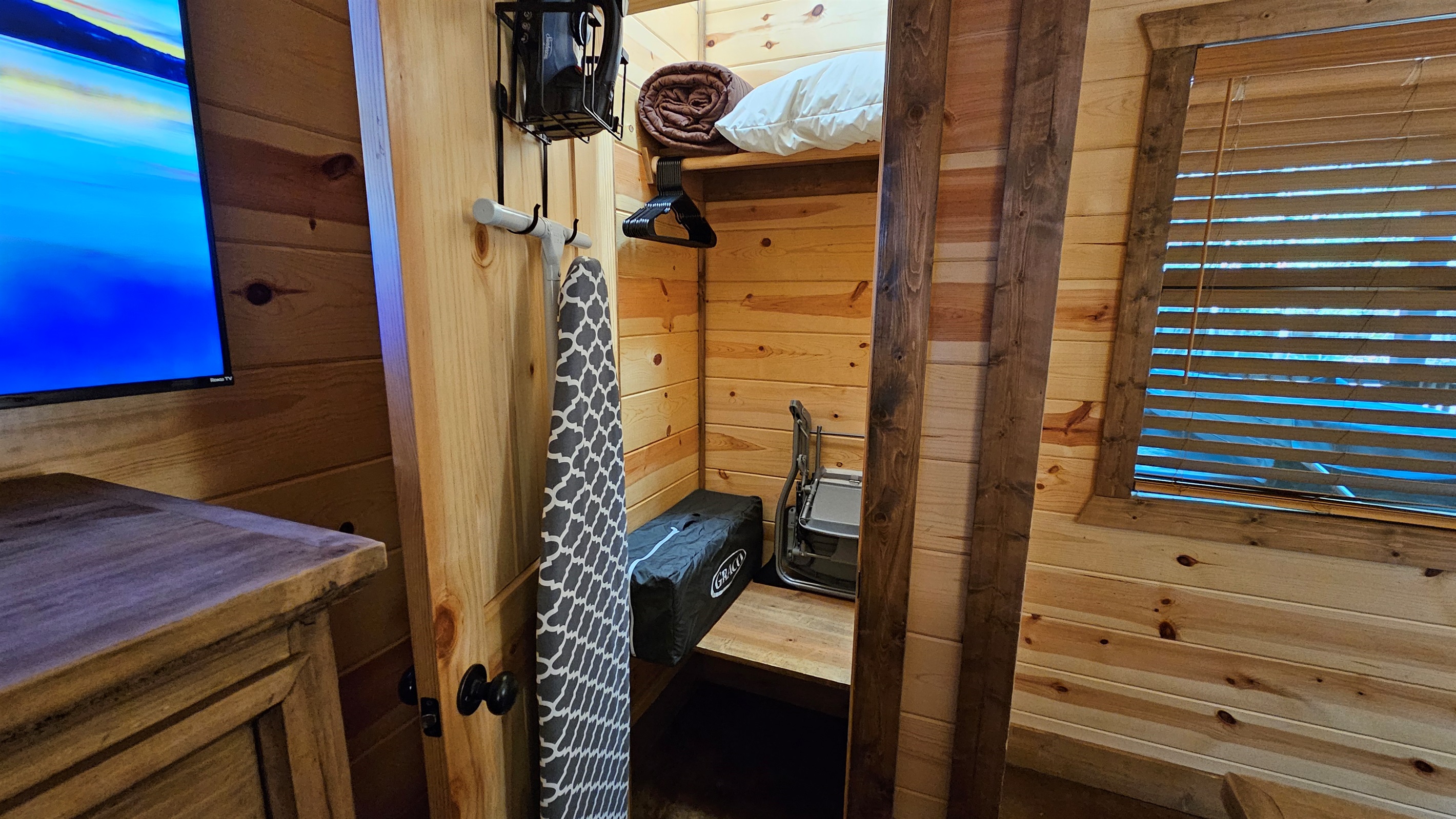 Storage location for Iron, board, Pack-n-Play, high chair.