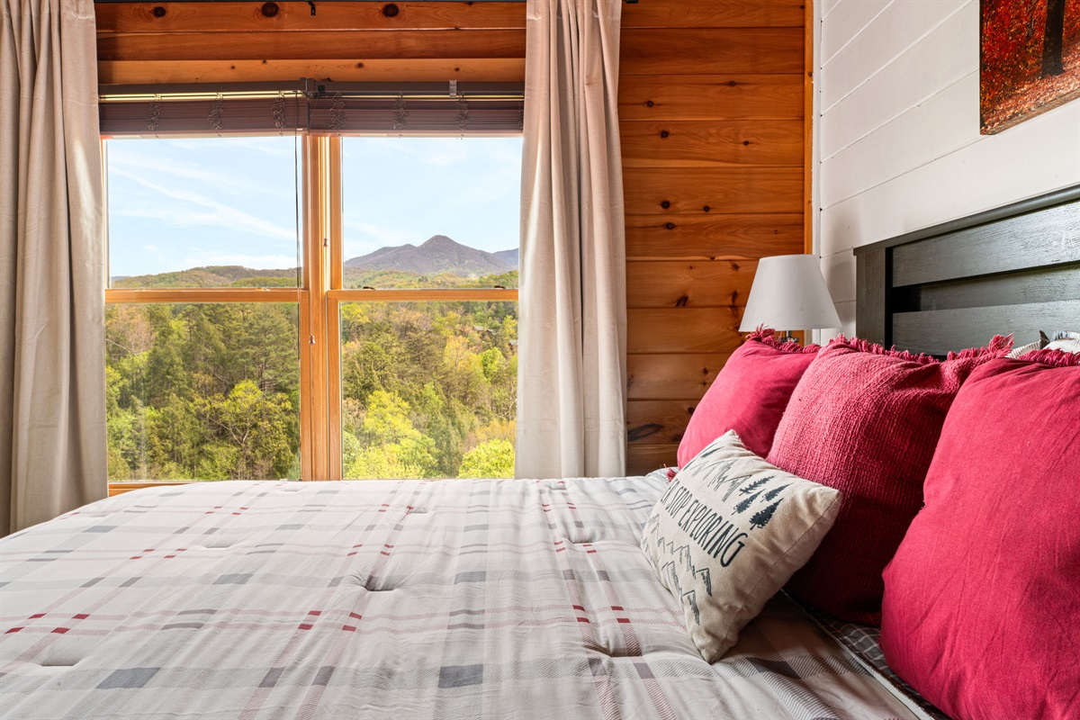 The Mt. LeConte Suite boasts the best bedroom views of the cabin.
